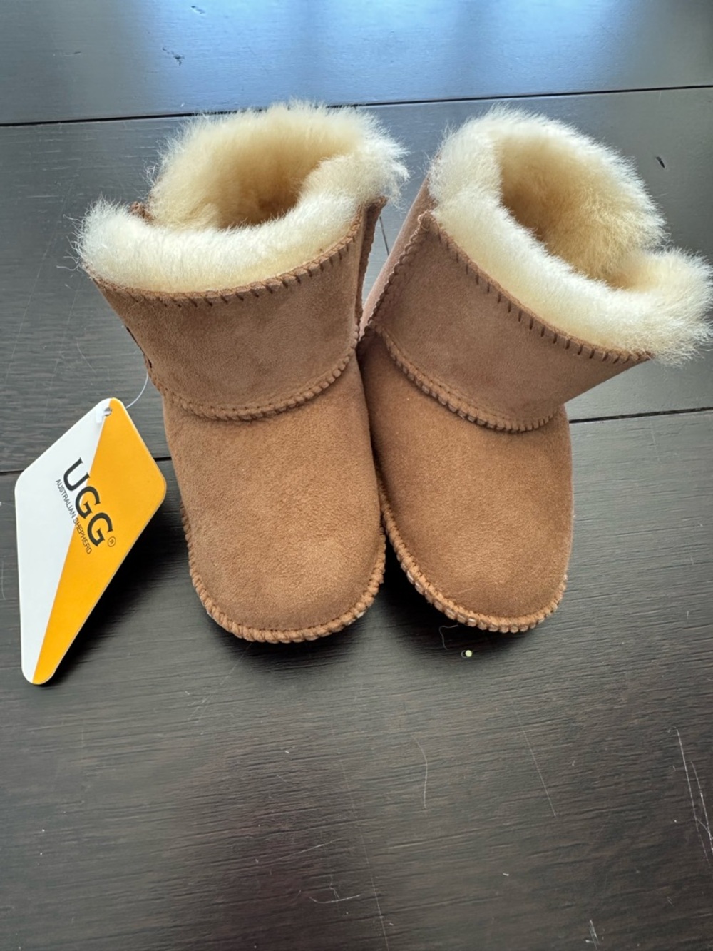 UGG Chestnut Suede Infant Shearling Booties